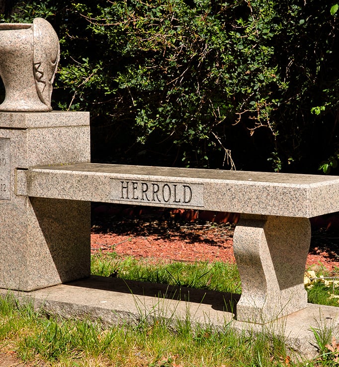 Herrold memorial granite bench