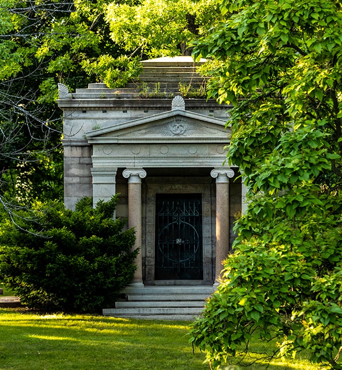 Allis memorial mausoleum at Forest Home Cemetery