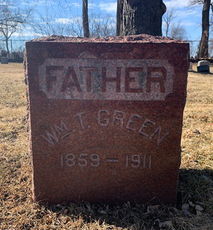 William T. Green memorial headstone